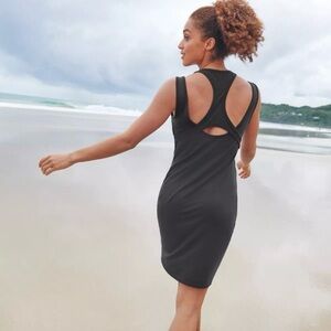 Athleta Rafina Cut Out Racerback Dress Built in Bra  Black